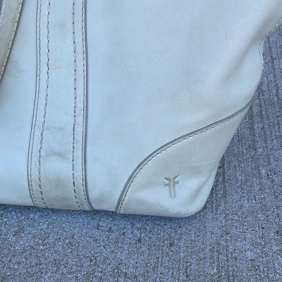 Frye Leather Tote Bag Melissa Large Cream Ivory Neutral Laptop Briefcase Travel - Picture 2 of 7